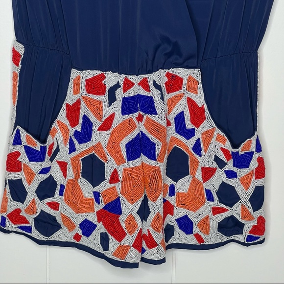 Revolve Chloe Oliver Womdrous Lusted Beaded Romper Navy Sz S - Picture 4 of 7